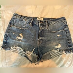 Frame Denim Women's Blue Distressed Jean Shorts